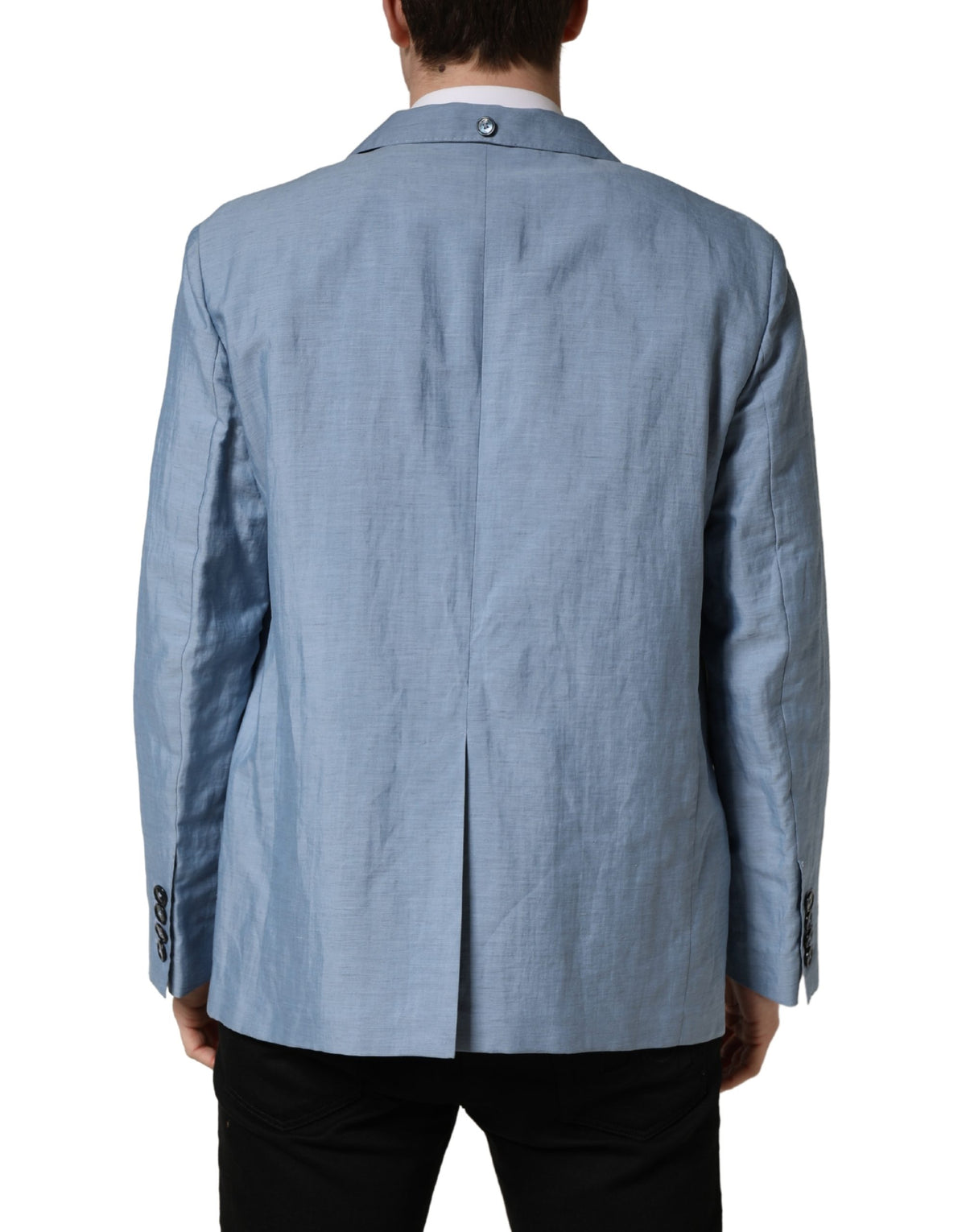 Dolce & Gabbana Men's Single Breasted Linen & Nylon Blazer - Light Blue