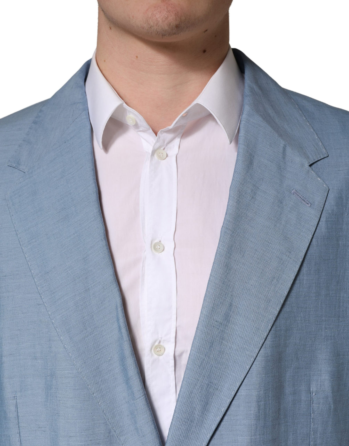 Dolce & Gabbana Men's Single Breasted Linen & Nylon Blazer - Light Blue