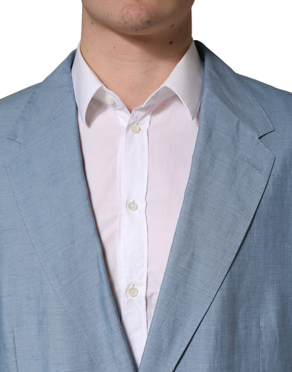 Dolce & Gabbana Men's Single Breasted Linen & Nylon Blazer - Light Blue