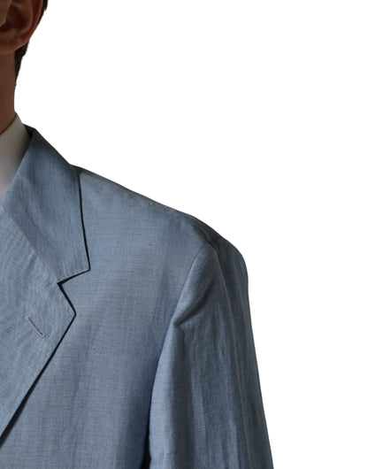 Dolce & Gabbana Men's Single Breasted Linen & Nylon Blazer - Light Blue