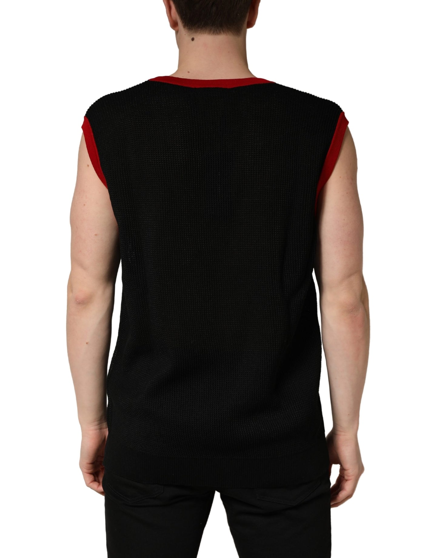 Dolce & Gabbana Black Crew Neck Sleeveless Men Knit Vest T-shirt