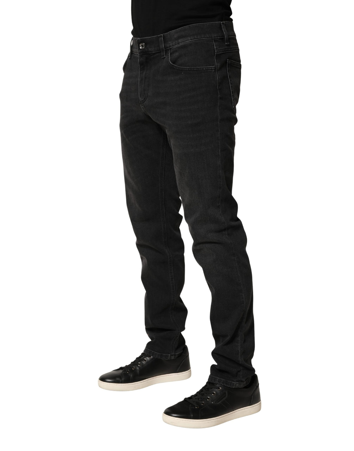 Dolce & Gabbana 9 To 5 Men's Skinny Regular Fit Slim Stretch Denim Cotton Jeans - Black Signature