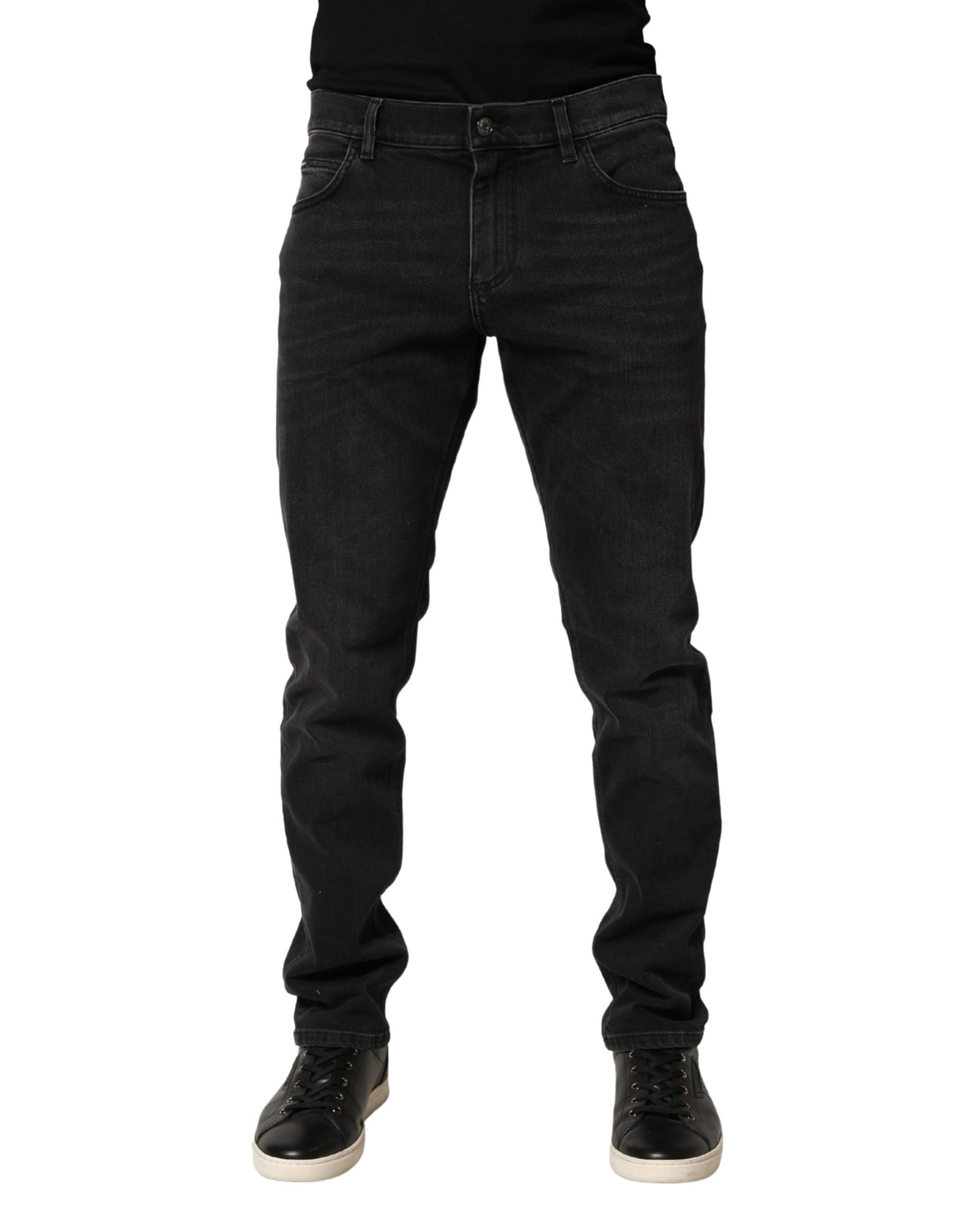Dolce & Gabbana 9 To 5 Men's Skinny Regular Fit Slim Stretch Denim Cotton Jeans - Black Signature