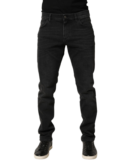 Dolce & Gabbana 9 To 5 Men's Skinny Regular Fit Slim Stretch Denim Cotton Jeans - Black Signature