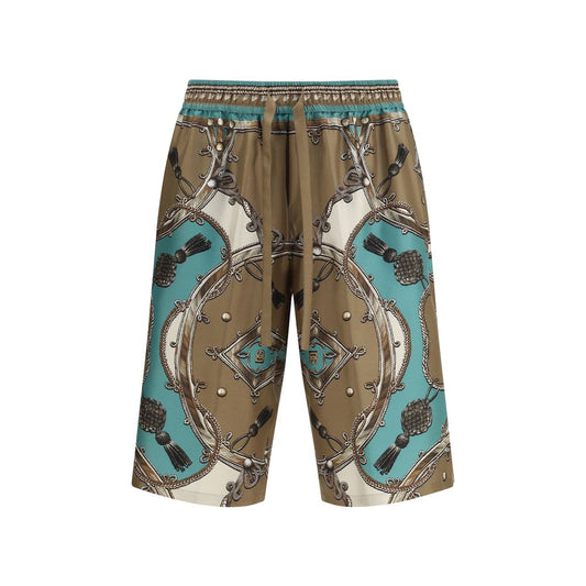 Dolce & Gabbana Multicolor Silk Cargo Shorts