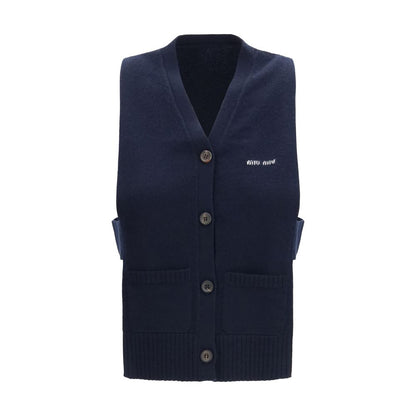 Miu Miu Blue Cashmere Sleeveles Sweater