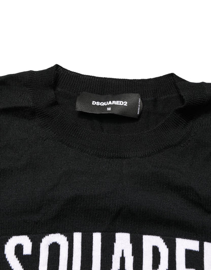 Dsquared² Black Logo Knitted Crew Neck Men Pullover Sweater