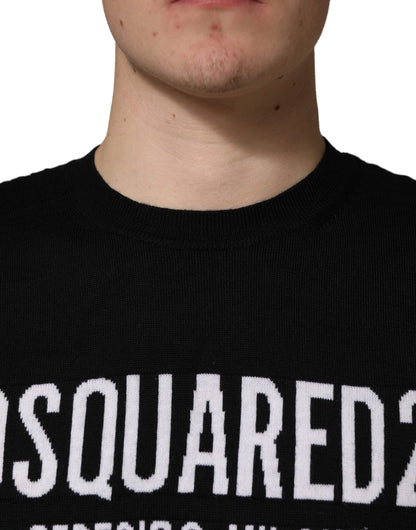 Dsquared² Black Logo Knitted Crew Neck Men Pullover Sweater