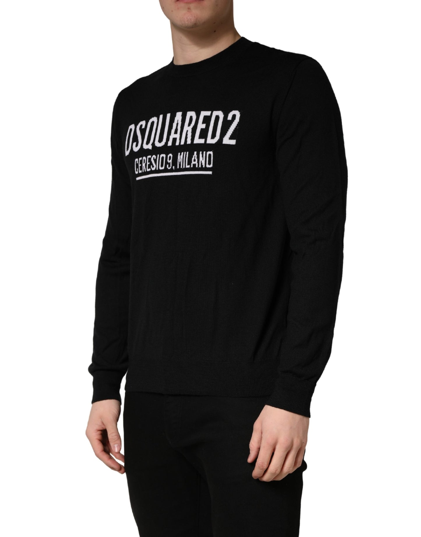 Dsquared² Black Logo Knitted Crew Neck Men Pullover Sweater