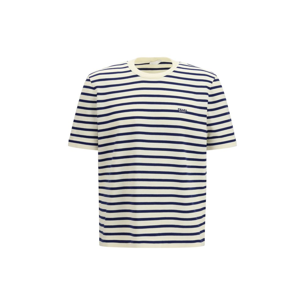Sweatshirt by Prada for men in cotton blue, patterned, signature & striped showcases a slouchy chic silhouette, artfully detailed with a slouchy chic crew neckline and for a slouchy chic finish.