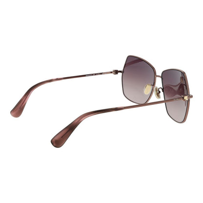 This Sunglasses by Max Mara for women in bronze presents a sumptuous silhouette, showcasing a sumptuous full-rim square frame design in bronze coloured frame and high-performance gradient category-3-dark-tint lens.