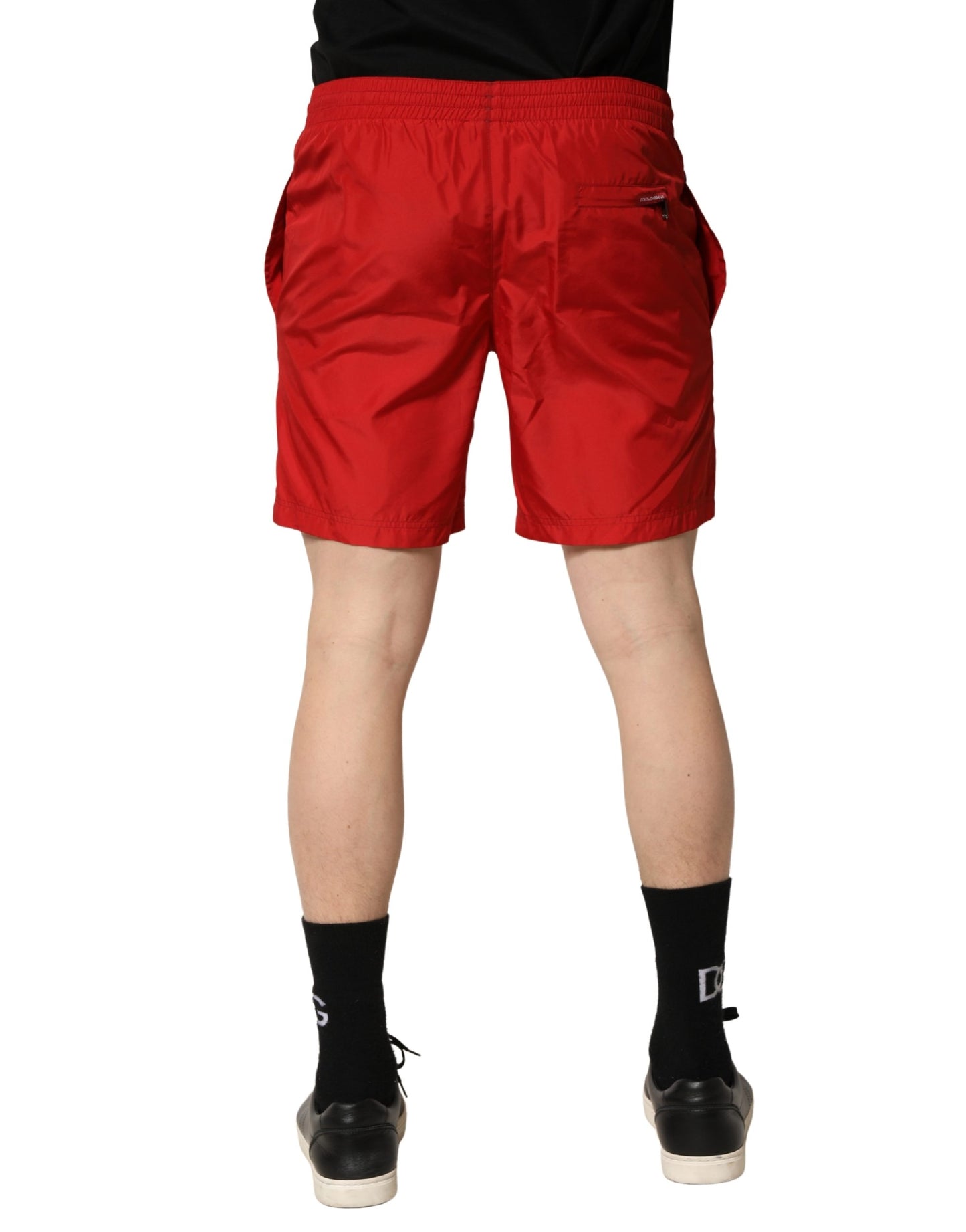 Dolce & Gabbana Red Polyester Men Drawstring Shorts Swimwear