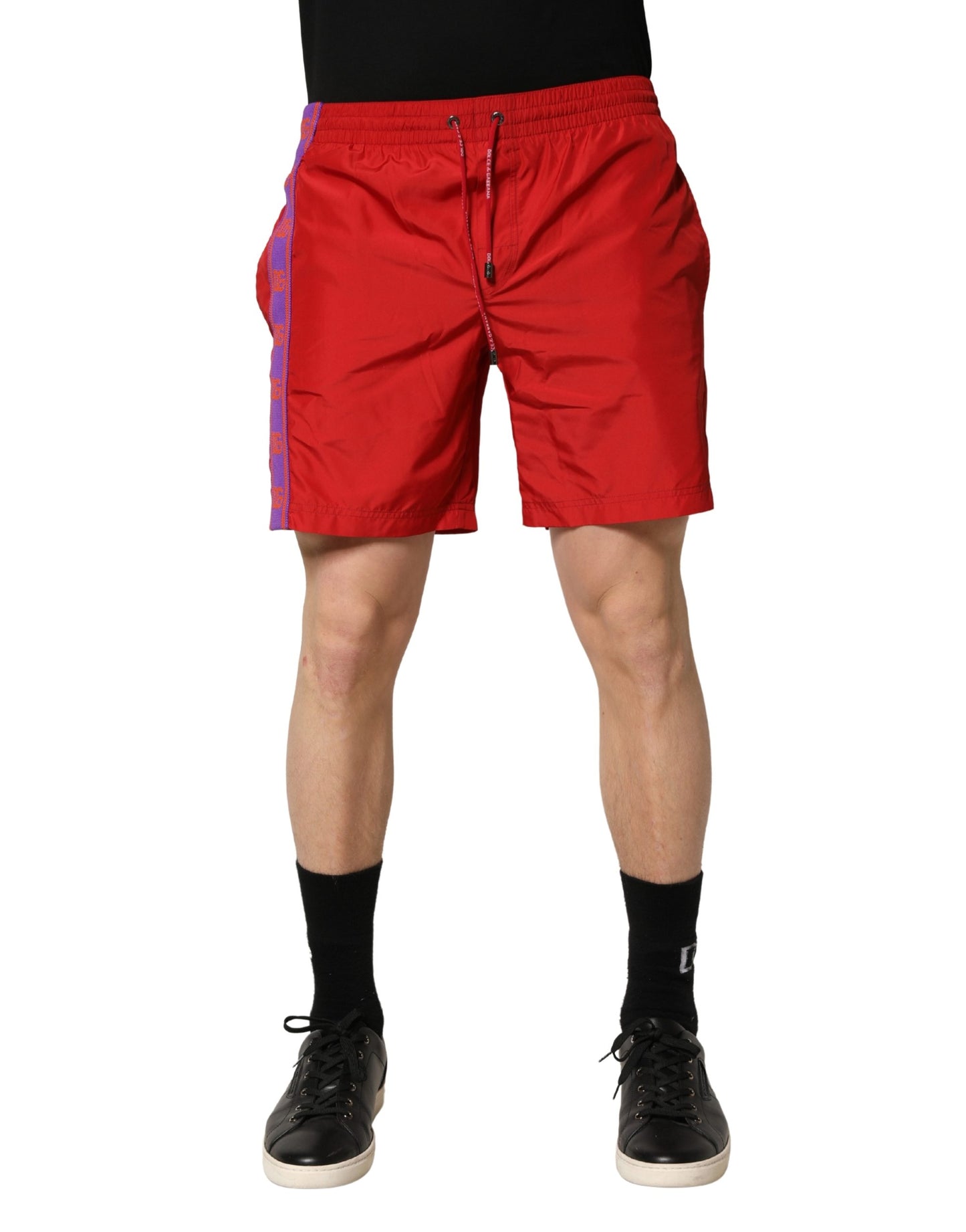 Dolce & Gabbana Red Polyester Men Drawstring Shorts Swimwear