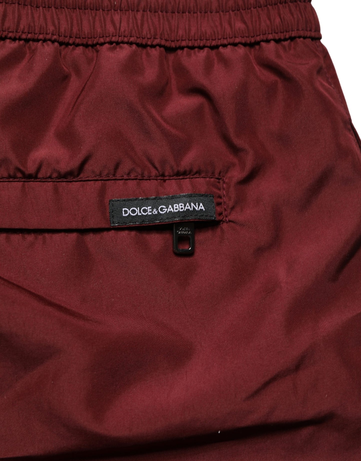 Dolce & Gabbana Maroon Polyester Drawstring Shorts Swimwear