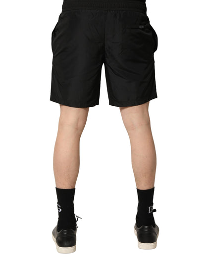 Dolce & Gabbana Black Polyester Elastic Waist Shorts Swimwear
