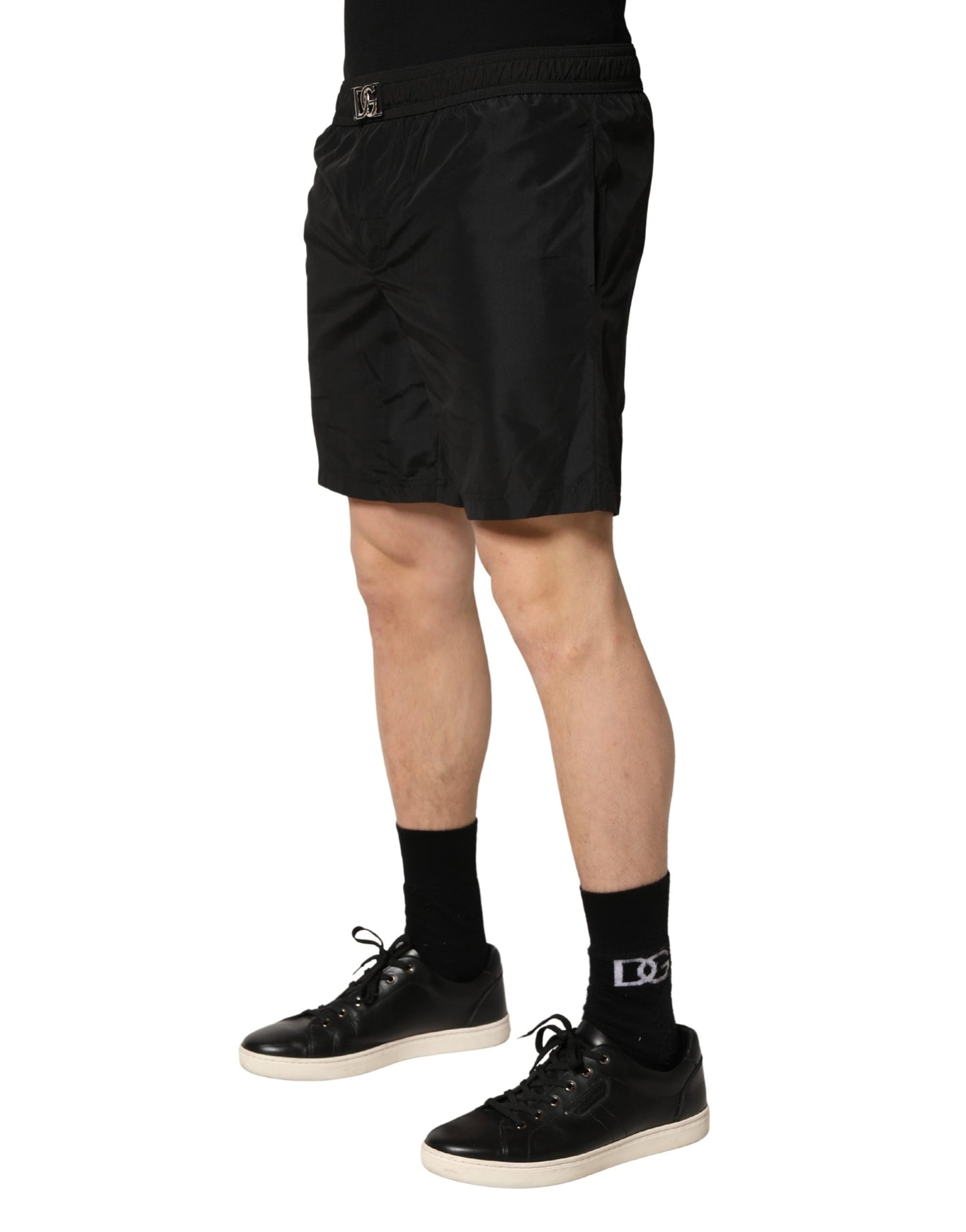 Dolce & Gabbana Black Polyester Elastic Waist Shorts Swimwear