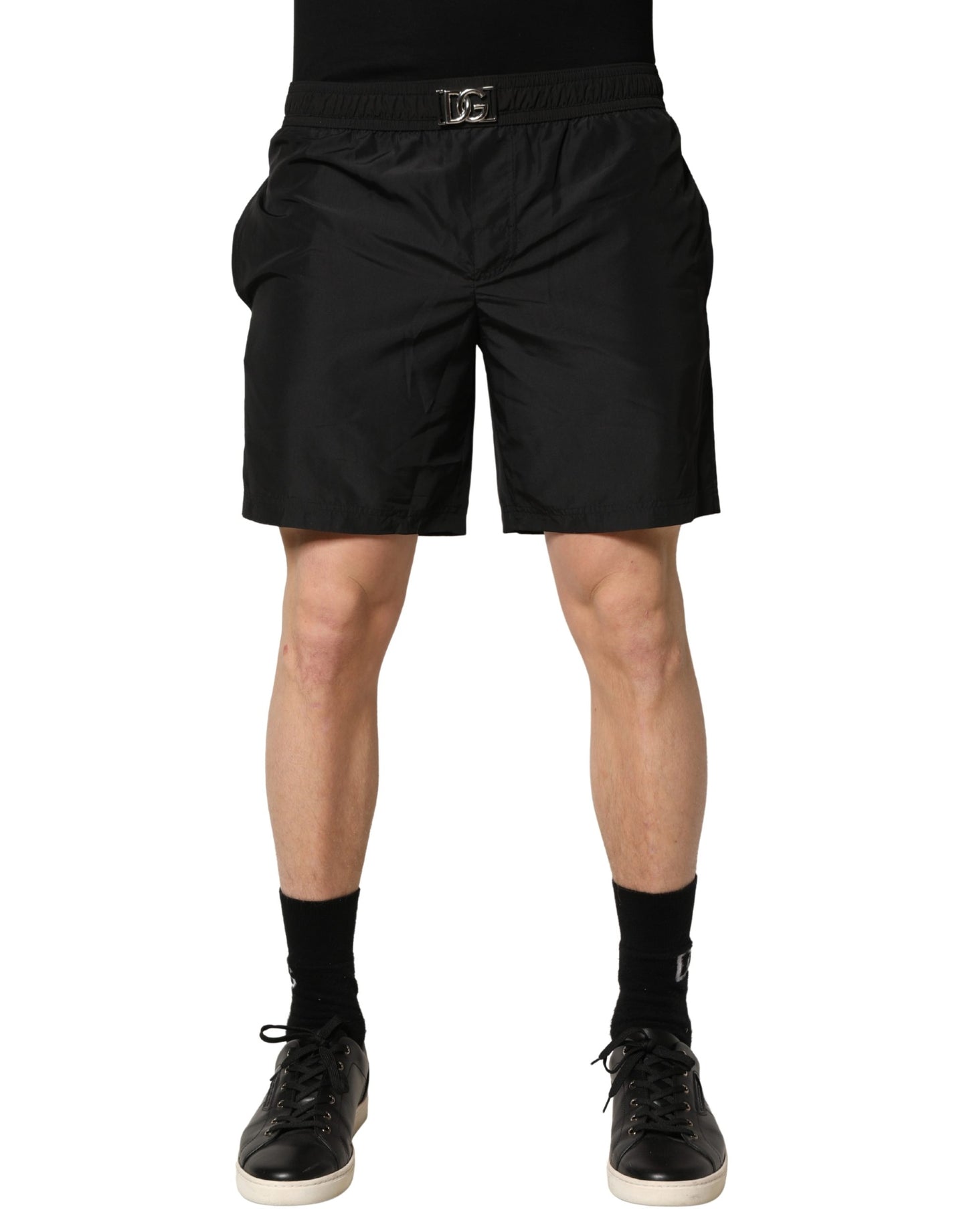 Dolce & Gabbana Black Polyester Elastic Waist Shorts Swimwear