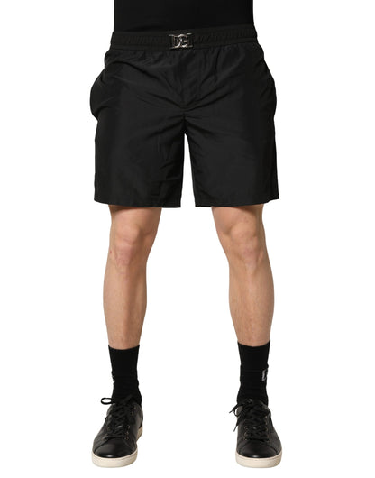 Dolce & Gabbana Black Polyester Elastic Waist Shorts Swimwear