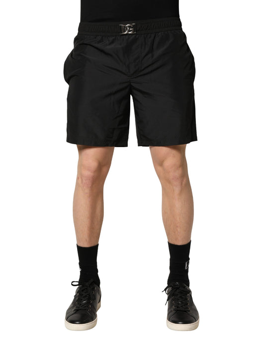 Dolce & Gabbana Black Polyester Elastic Waist Shorts Swimwear