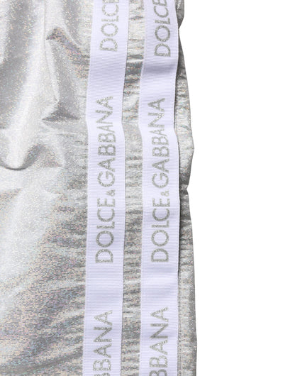 Dolce & Gabbana Silver Polyester Drawstring Men Shorts Swimwear