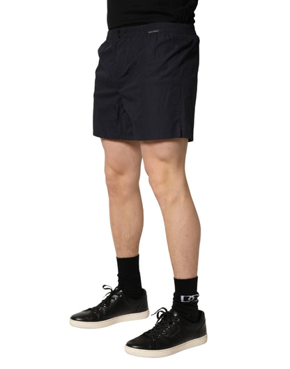 Dolce & Gabbana Black Cotton Elastic Waist Swim Shorts Swimwear