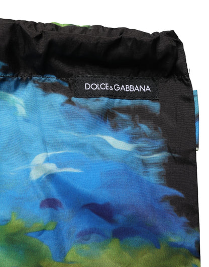 Dolce & Gabbana Black Tropical Hawaiian Trunks Shorts Swimwear