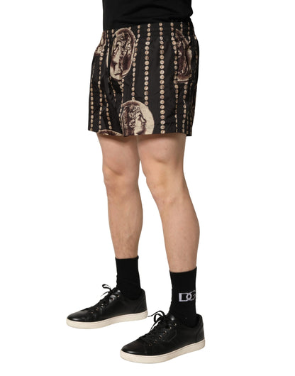 Dolce & Gabbana Black Roman Coin Print Swim Shorts Swimwear