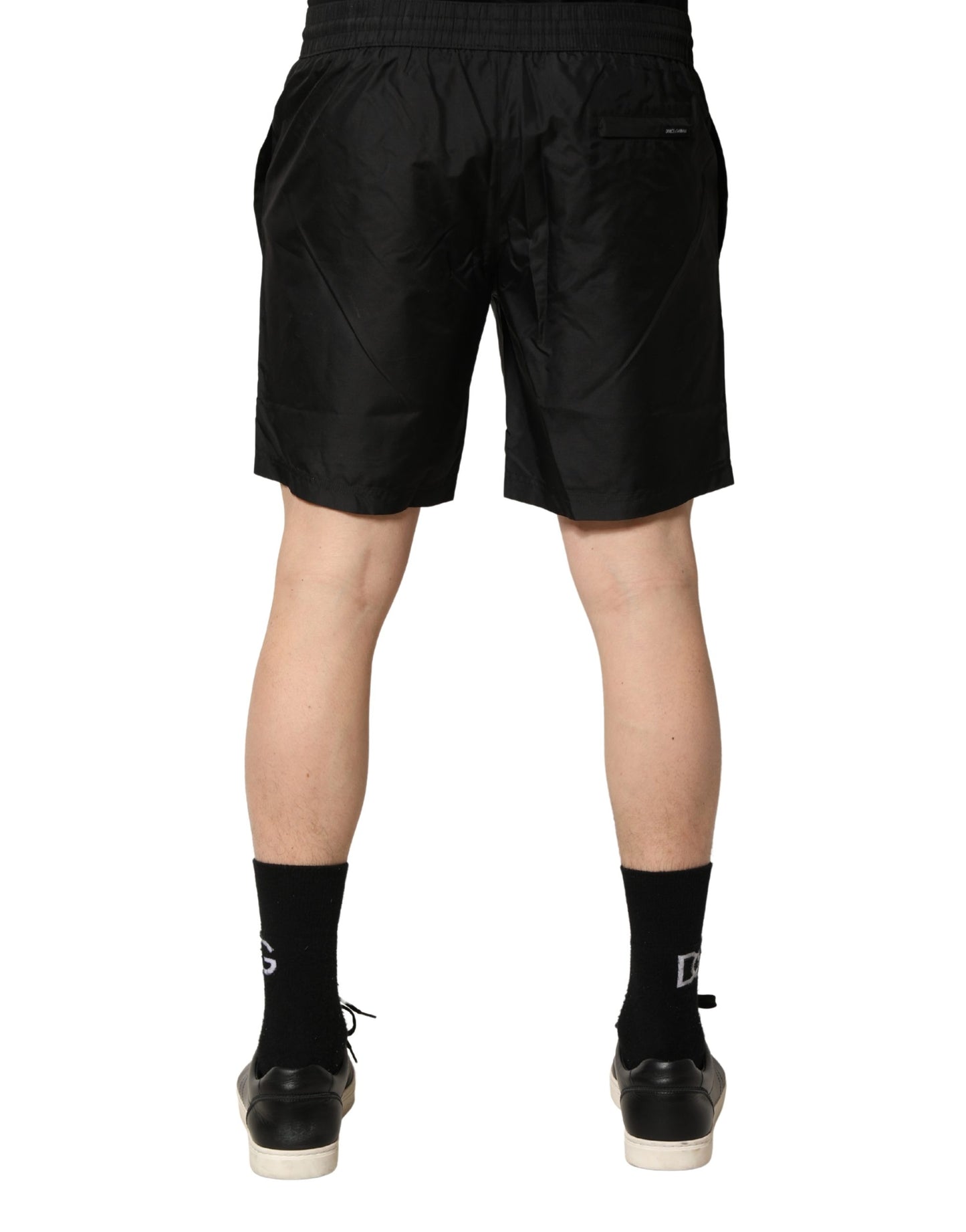 Dolce & Gabbana Black Polyester Drawstring Men Shorts Swimwear