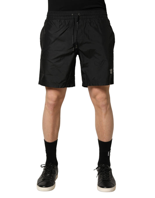 Dolce & Gabbana Black Polyester Drawstring Men Shorts Swimwear