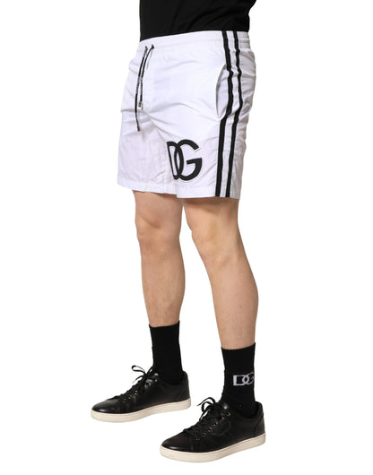Dolce & Gabbana White Drawstring Men Swim Shorts Swimwear