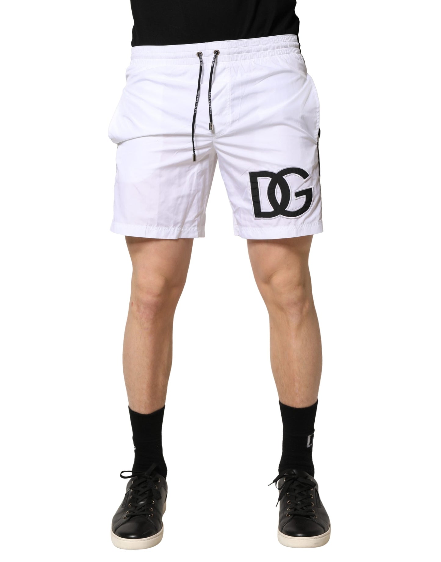 Dolce & Gabbana White Drawstring Men Swim Shorts Swimwear