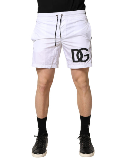 Dolce & Gabbana White Drawstring Men Swim Shorts Swimwear