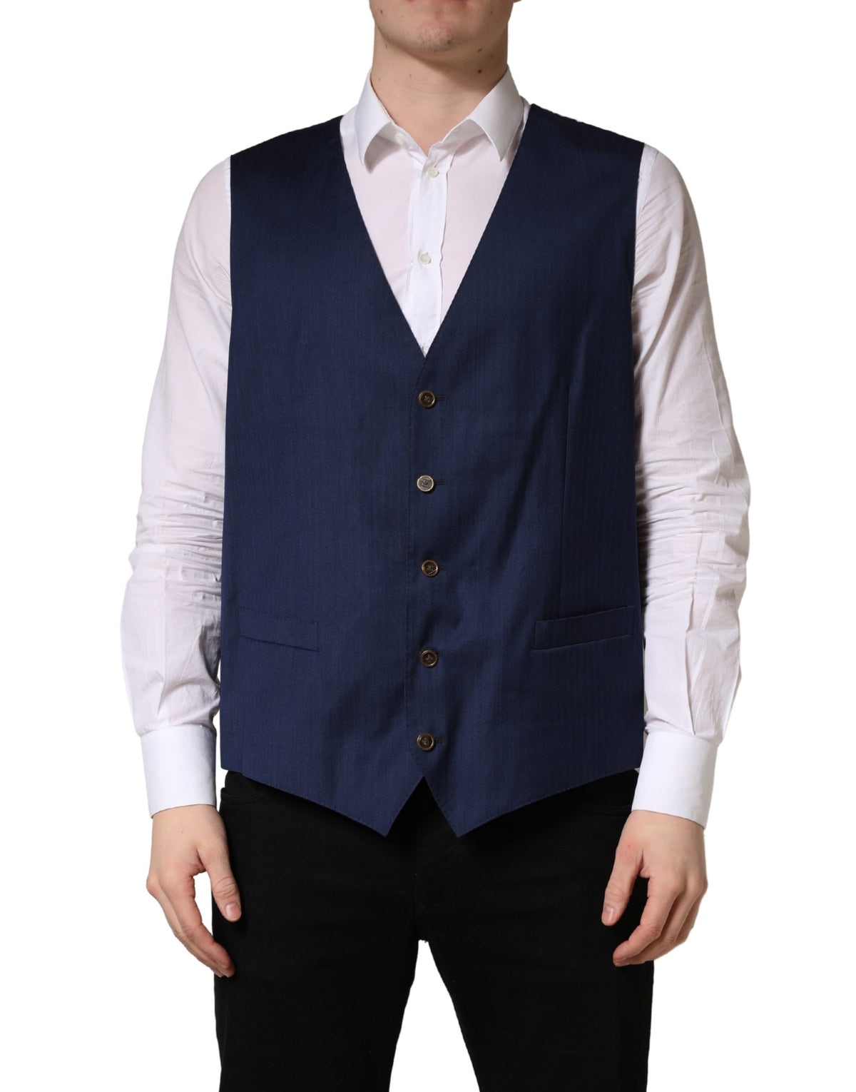 Dolce & Gabbana Men's Virgin Wool Viscose & Silk Vest - Navy