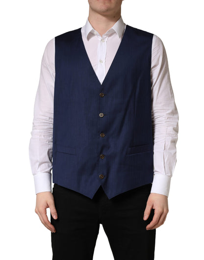 Dolce & Gabbana Men's Virgin Wool Viscose & Silk Vest - Navy