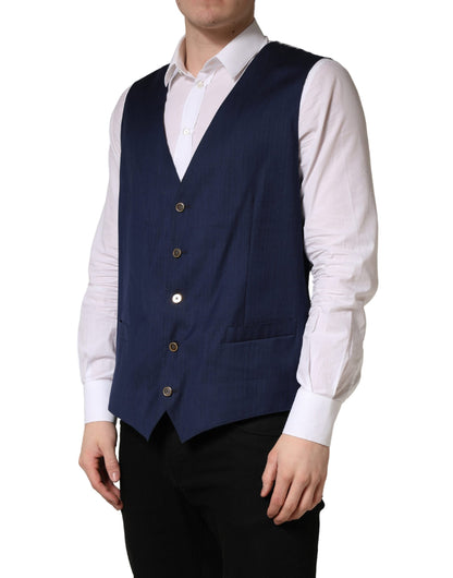 Dolce & Gabbana Men's Virgin Wool Viscose & Silk Vest - Navy