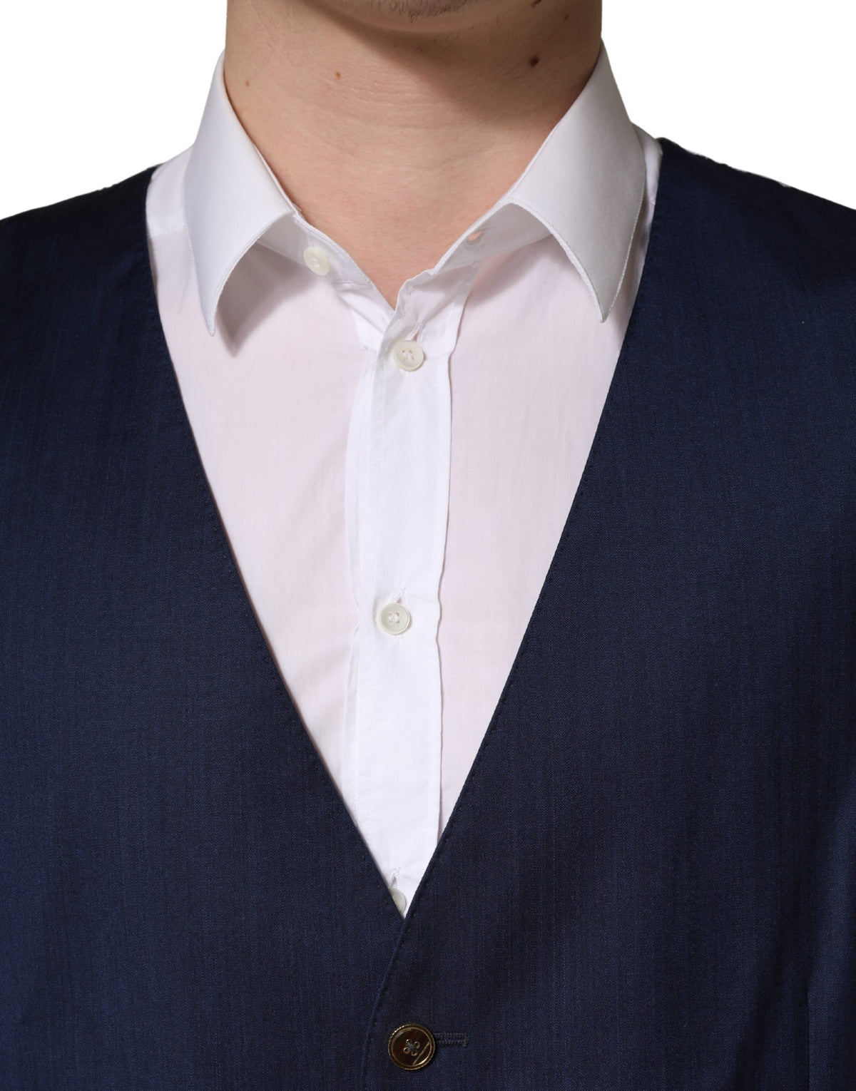 Dolce & Gabbana Men's Virgin Wool Viscose & Silk Vest - Navy