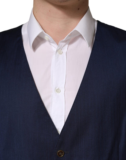 Dolce & Gabbana Men's Virgin Wool Viscose & Silk Vest - Navy