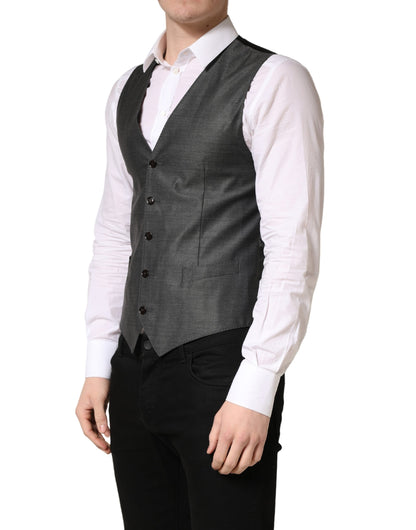 Dolce & Gabbana Men's Virgin Wool Silk Viscose & Cupro Vest - Dark Gray