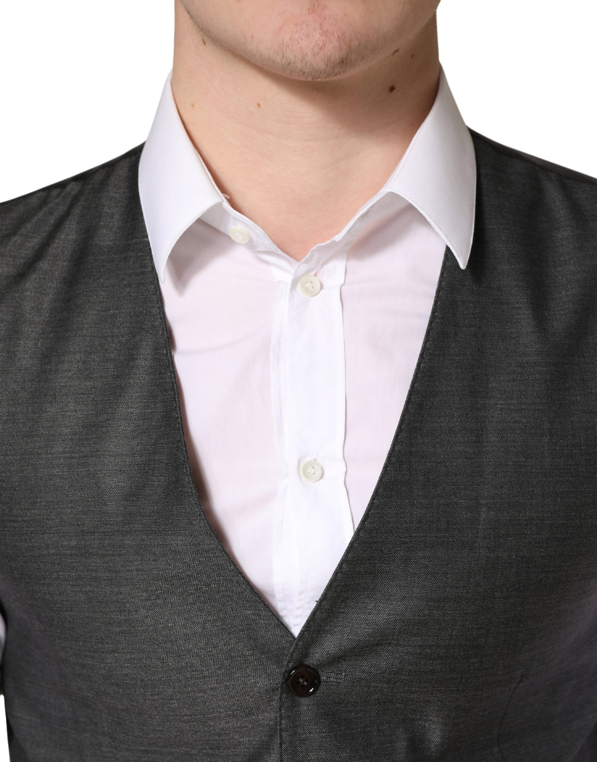 Dolce & Gabbana Men's Virgin Wool Silk Viscose & Cupro Vest - Dark Gray
