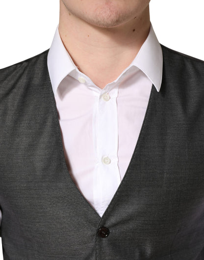 Dolce & Gabbana Men's Virgin Wool Silk Viscose & Cupro Vest - Dark Gray