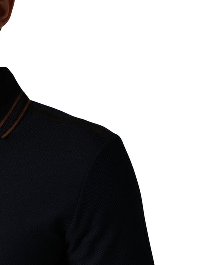 Dolce & Gabbana Dark Blue Silk Short Sleeve Men Polo T-shirt