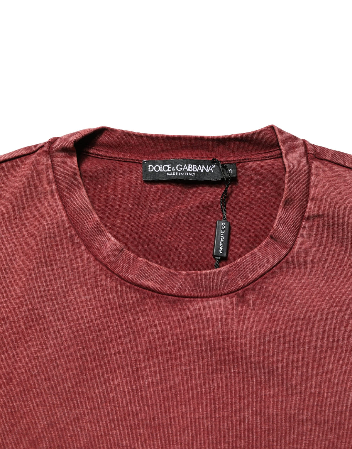 Dolce & Gabbana Men's Regular Fit Short-Sleeve Round Neck Cotton T-Shirt - Brown Maroon Patterned Print