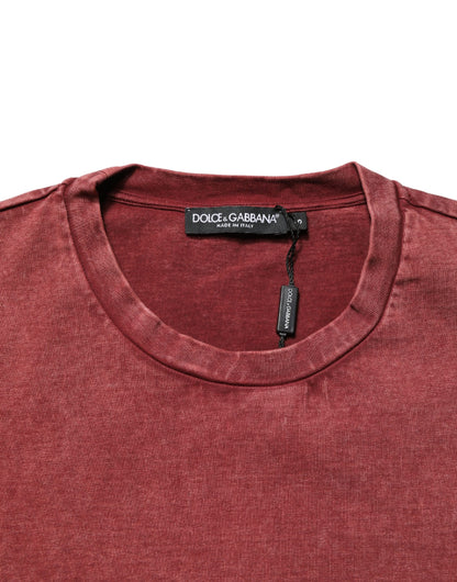 Dolce & Gabbana Men's Regular Fit Short-Sleeve Round Neck Cotton T-Shirt - Brown Maroon Patterned Print