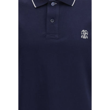 Brunello Cucinelli Blue Cotton Polo Shirt