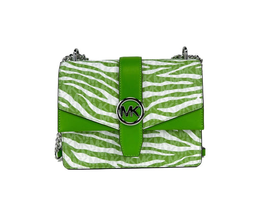 Michael Kors Greenwich Small Print Logo Crossbody Tote Chain Bag  Jungle Green $498