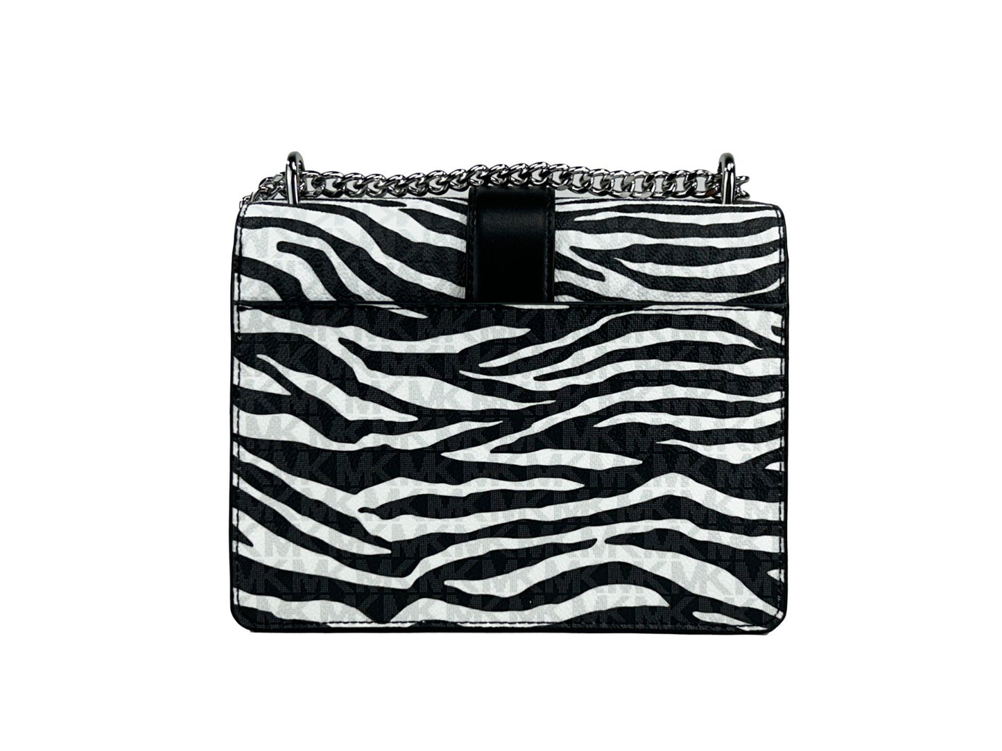 Michael Kors Greenwich Small Print Logo Crossbody Tote Chain Bag Black/White $498