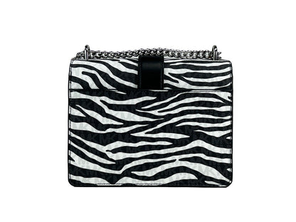 Michael Kors Greenwich Small Print Logo Crossbody Tote Chain Bag Black/White $498