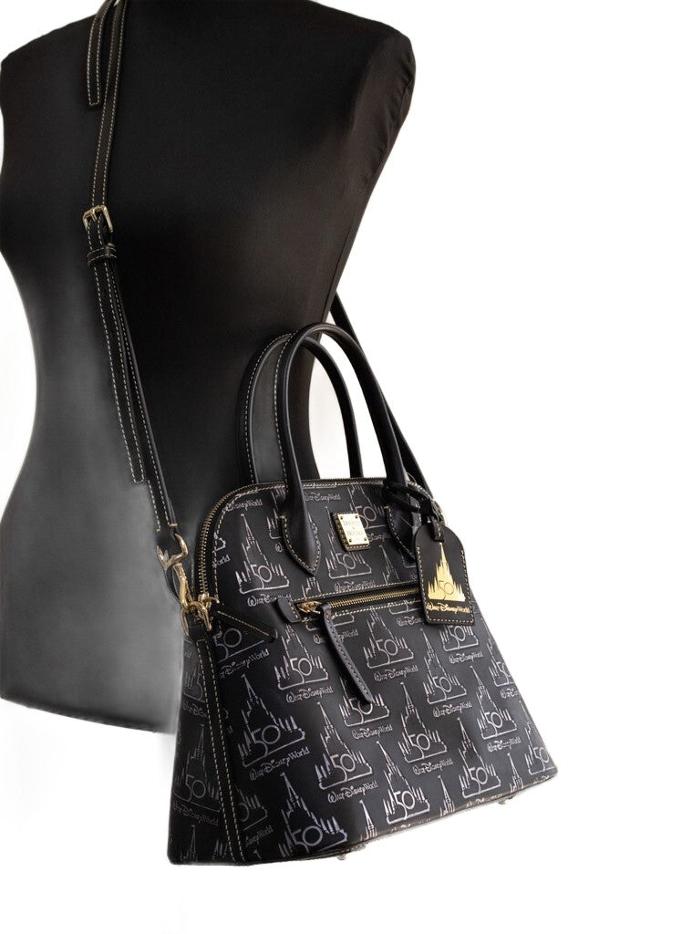 Dooney & Bourke Black Walt Disney World 50th Anniversary Leather Satchel Handbag