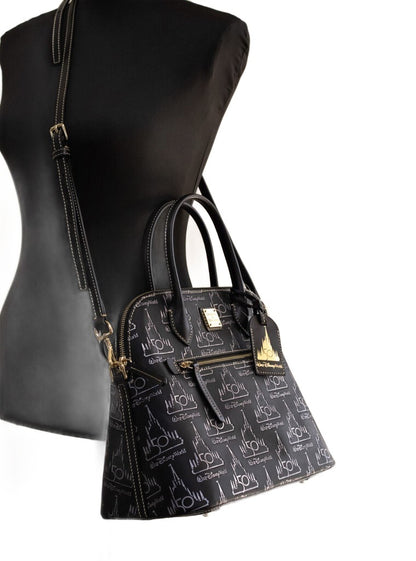 Dooney & Bourke Black Walt Disney World 50th Anniversary Leather Satchel Handbag