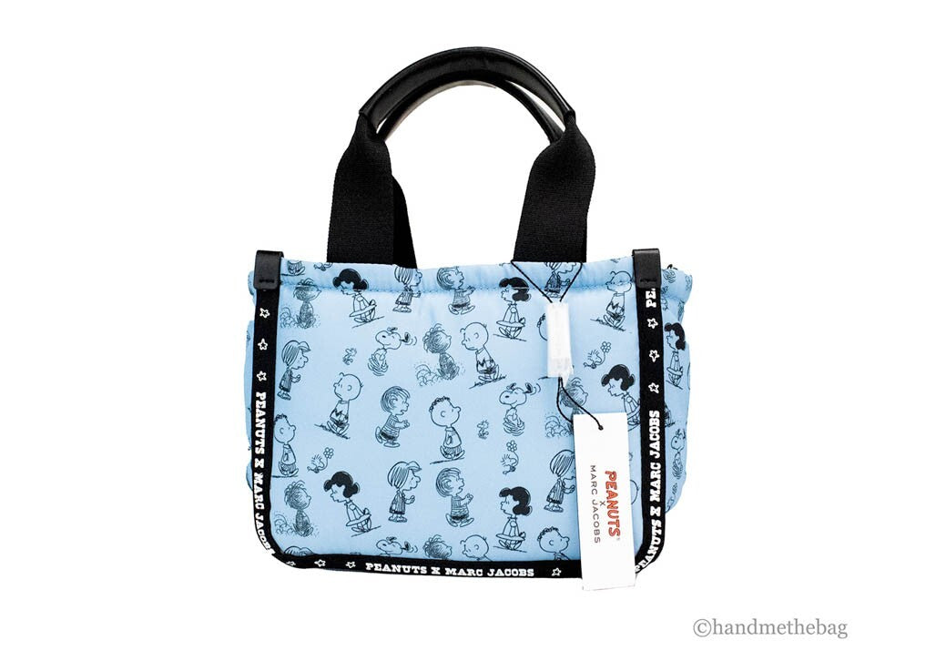 Marc Jacobs X Peanuts Air Blue Mini Puffy Nylon Tote Crossbody Bag Handbag Purse